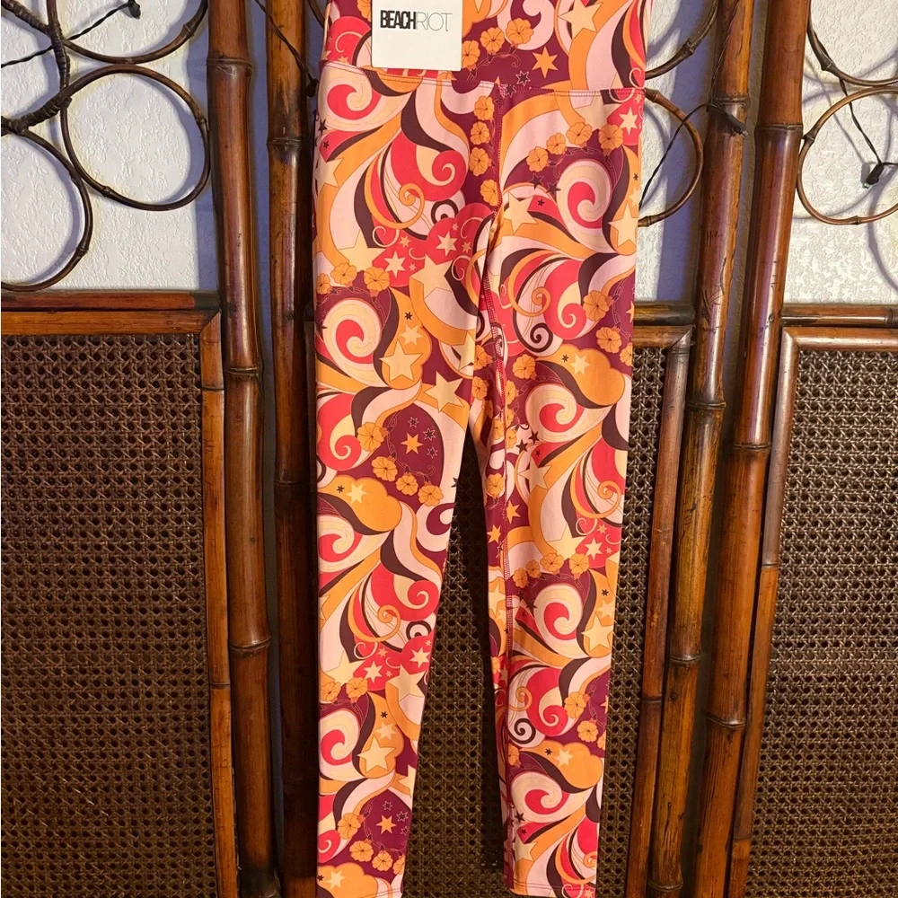 Beach Riot Floral Swirl Leggings in Pink and Orange - Picture 1 of 3